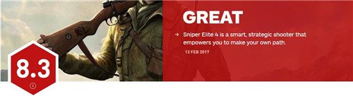 《狙击精英4》IGN 8.3分！一个聪明的战术FPS