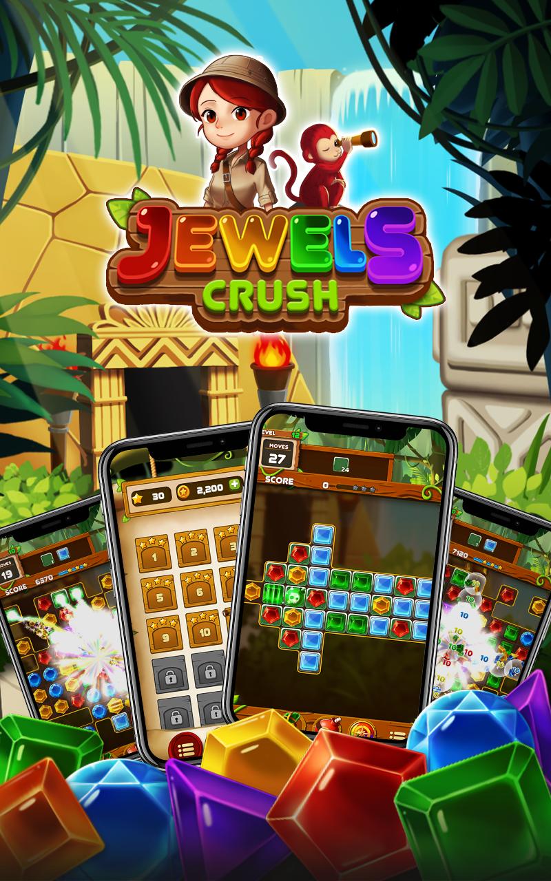 Jewels Crush 2021 : Match 3 Jungle Puzzle